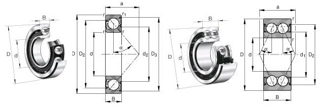 Angular Contact Ball Bearings 3D